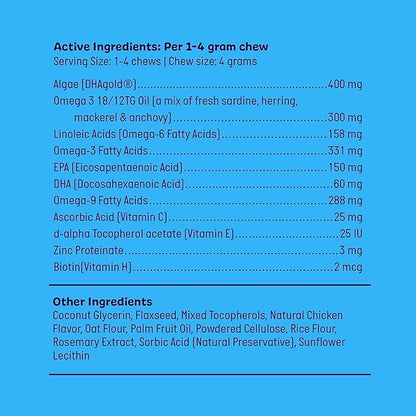 Omega 3 Fish Oil for Dogs Soft Chews 120 ct - Omega 3 for Dogs with Biotin & Vitamin E for Shiny Coat - Dog Skin and Coat Supplement for Itchy, Dry Skin - Shedding Omega 3 6 9 Oil for Dog