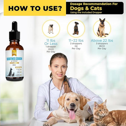 Respiratory Relief: Natural Cat and Dog Cough Medicine - Soothes Sneezing, Treats Kennel Cough, Supports Trachea Collapse and Pet Asthma (100 ML)