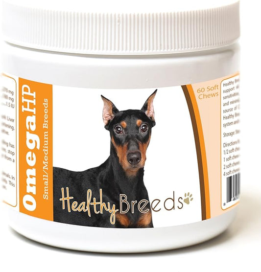 Healthy Breeds German Pinscher Omega HP Fatty Acid Skin and Coat Support Soft Chews 60 Count