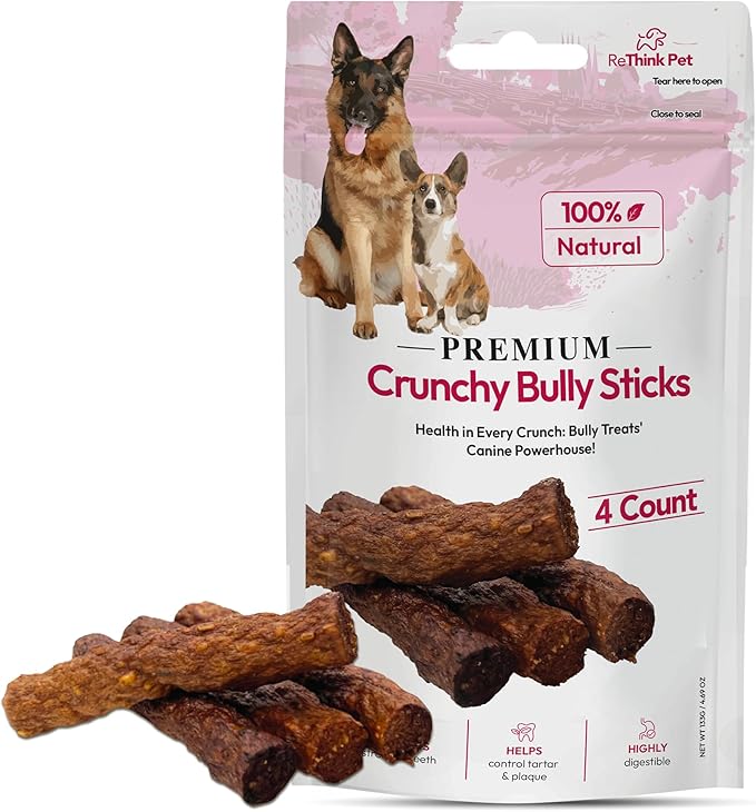 Premium Crunchy Bully Sticks - Natural Dog Chews and Training Treats for Dogs - 4 pcs