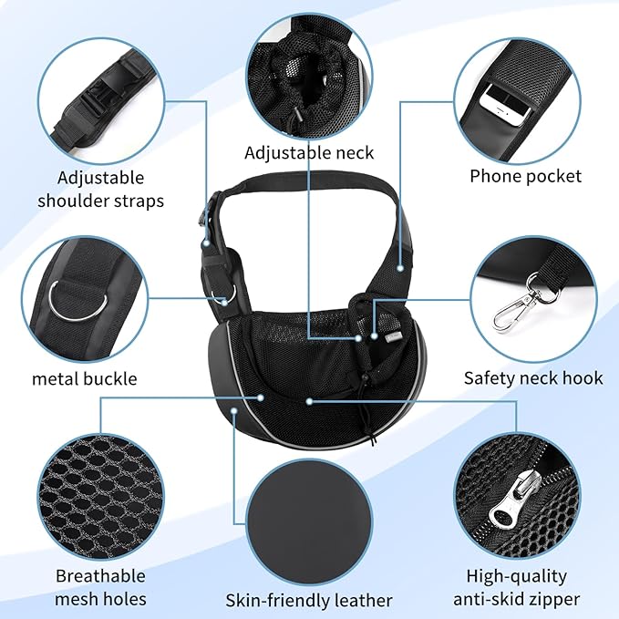 YUDODO Pet Dog Sling Carrier Breathable Mesh Travel Safe Sling Bag Carrier for Dogs Cats