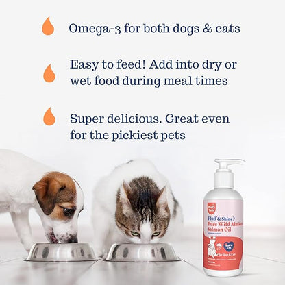 Pure Wild Alaskan Salmon Oil for Dogs and Cats - 16oz, Premium Omega 3 Supplement Fish Oil, Dog Vitamins and Supplements for Skin and Coat, Joint Support, Immune Support and Allergy Relief