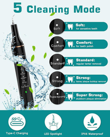 Pet Plaque Remover for Teeth with LED Light - 12 Pack Dog Tooth Brushing Kit, USB Charge Dog Teeth Cleaning Tools 5 Cleaning Mode with Dental Tools Scaler Scraper, Finger Toothbrush
