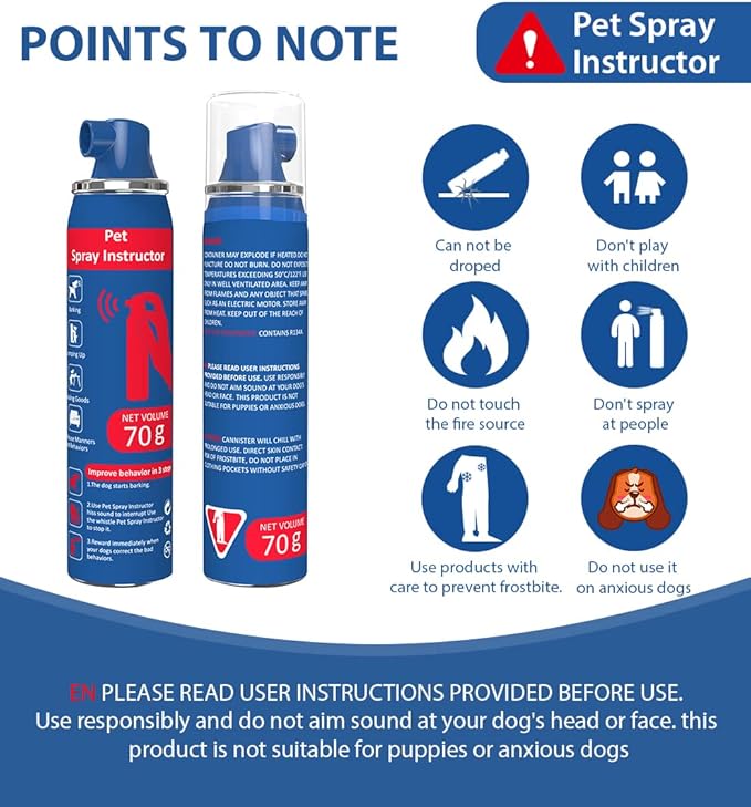 Dog Corrector Spray for Dogs, 70ml Instructor Spray Dog Trainer, Safe Humane & Effective Stop Barking, Jumping Up, Food Stealing, Dog Fights & Attacks, Help Stop Unnecessary Dog Behaviour (1 Pack)