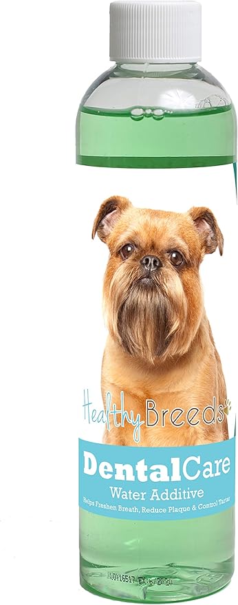 Healthy Breeds Dog Dental Care Water Additive for Brussels Griffon - Helps Freshen Breath, Reduce Plaque & Control Tartar - Mint Flavor - 8 oz
