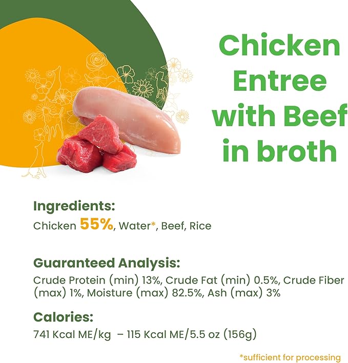 almo nature HQS Natural Wet Dog Food Chicken Entree with Beef in broth 5.5 oz (Pack of 12)