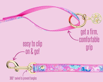 Lilly Pulitzer Cute Dog Leash with Handle Loop, Long Walking Lead Holds Pets Up to 90 Pounds, Splendor in The Sand (S/M)