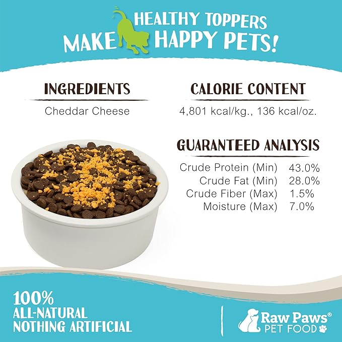 Raw Paws Boost Pet Food Topper Freeze-Dried Cheese, 3.6-oz - Made in USA - Dog Food Toppers for Picky Eaters - Dog Cheese Treats Dog Food Seasoning - Dog Meal Toppers for Dogs, Kibble Toppers for Dogs