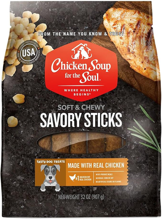 Chicken Soup for the Soul Pet Food Savory Sticks Dog Treats, Chicken, 32 Ounce Bag Soy, Corn & Wheat Free, No Artificial Flavors or Preservatives