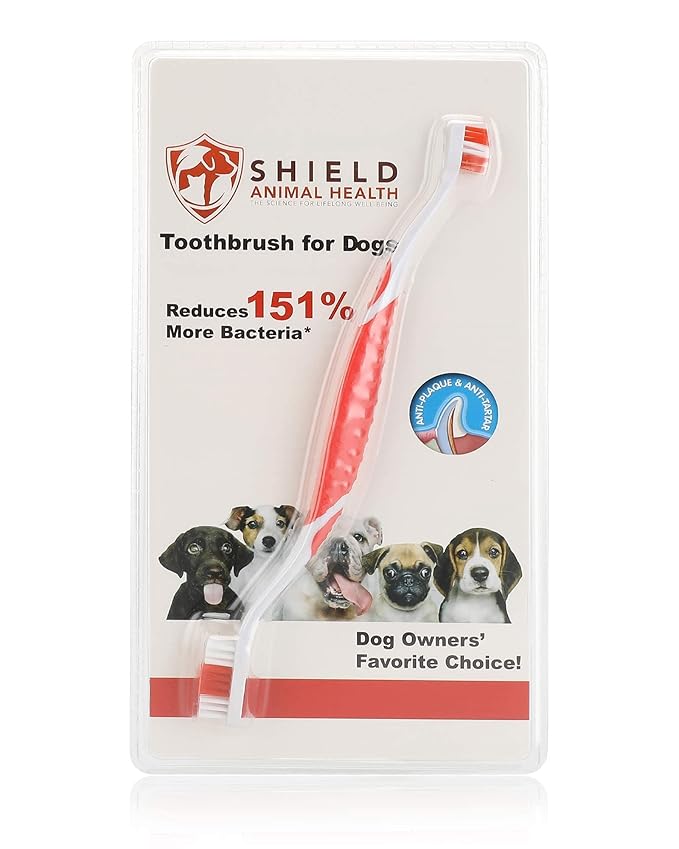 Antimicrobial Toothbrush for Dogs – Professional Dental Care at Home – Fight Plaque and Tartar - Improve Oral Health – Anti-Slip Handle and Ergonomic Design – Individually Packed - Quality Guaranteed