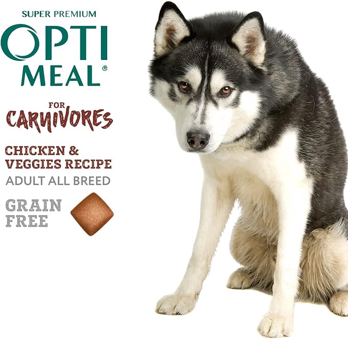 OPtimeal Grain-Free Dog Food - Proudly Ukrainian - Balanced Dog Food Dry Recipe with Immunity Support, Non-Grain Dry Dog Food for All Dog Breeds (22 lbs, Chicken & Veggies)