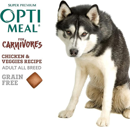 OPtimeal Grain-Free Dog Food - Proudly Ukrainian - Balanced Dog Food Dry Recipe with Immunity Support, Non-Grain Dry Dog Food for All Dog Breeds (3.3 lbs, Chicken & Veggies)