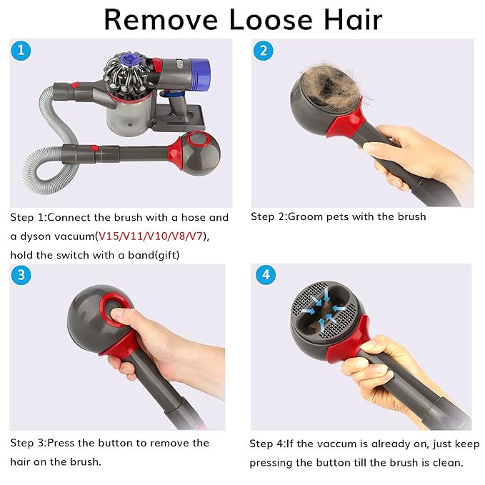 Pet Grooming Tool Kit for Dyson - Pet Hair Grooming Tool Shedding Deshedding Brush and Extension Hose for Dyson GEN5 G5 V15 V12 V11 V10 V8 V7 Vacuum Cleaner