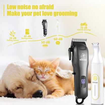 Dog Clippers for Grooming,Dog Grooming Kit for Heavy Thick Hair&Coats/Low Noise Rechargeable Cordless Pet Shaver with Paw Trimmer Nail Grinder/Dog Hair Trimmer for Small & Large Dogs Cats