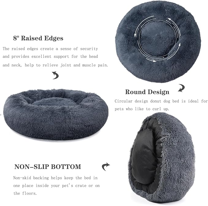 Dog Beds for Extra Large Dogs Calming Dog Bed Washable Fluffy Anti-Anxiety Round Pet Bed 45 Inches Detachable Dog Bed,Fits up to Large Dog