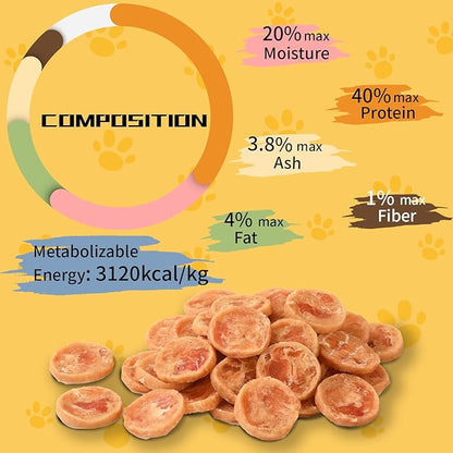 ASMPET Chicken Jerky Chicken Chips Dog Treats, Flavorable Dog Snack Rich in Protein All Natural Ingredients Free Grain Chewy Treat, Lovely Round Chicken Piece for Large Medium Dogs
