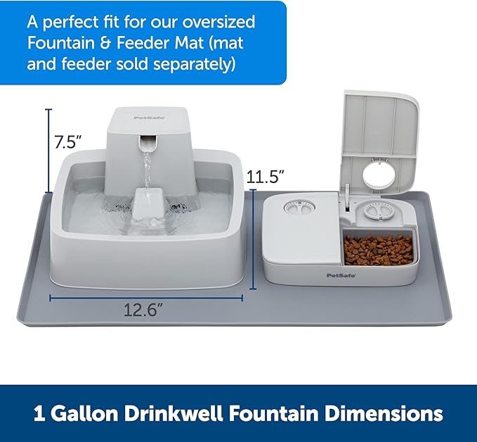 PetSafe Drinkwell Cat Water Fountain - Automatic Dog Water Bowl - Great for Multiple Pets - Pump and Water Filter Included - Dishwasher Safe - Easy Clean Pet Dish - Water Dispenser - 1 Gallon/128 oz