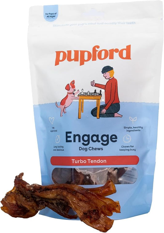 Pupford Beef Tendon Chews for Dogs | Cleans Teeth, Teaches Proper Chewing & Contains Glucosamine to Help Joints | Extra Thick, Long-Lasting, Natural Ingredients, Low Calorie (Turbo, 3 Count)