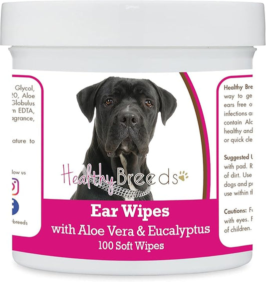 Healthy Breeds Cane Corso Ear Cleaning Wipes with Aloe & Eucalyptus for Dogs 100 Count