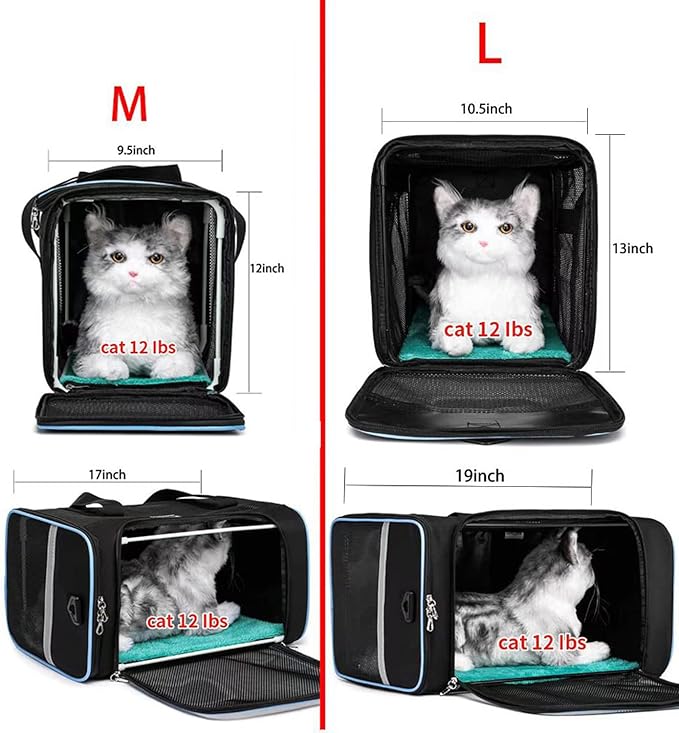 Frame Soft Surface pet Carrier, cat, Dog and Rabbit Airline-Approved pet Transport Carrier, Non-Collapse Deformation and Safety Special Zipper Hook Design.