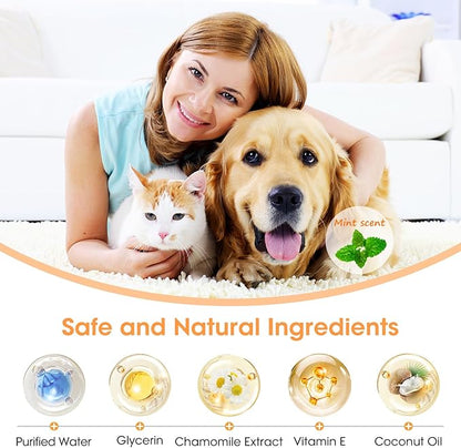 Teeth Cleaning Finger Wipes, Wider Dog Dental Wipes, Reduce Plaque & Tartar, Freshen Breath, Safe & Natural Pet Dental Wipes for Dogs Teeth, Portable Dog Tooth Wipes for Cat,50 Ct, Mint Flavor