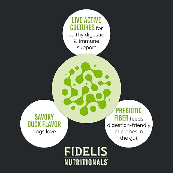 FIDELIS Dog Probiotic Chews with Prebiotic Fiber (120 Soft Chews), Made in USA, Natural Live Cultures Prebiotics & Probiotics, Digestive & Immune System Health, Veterinarian Formulated
