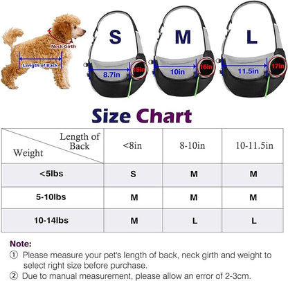Pawaboo Pet Dog Sling Carrier, Hand Free Drawstring Dog Papoose with Adjustable Strap, Breathable Mesh Bag for Puppy Cat, Crossbody Satchel Dog Purse with Pocket for Outdoor Travel, Black, Large