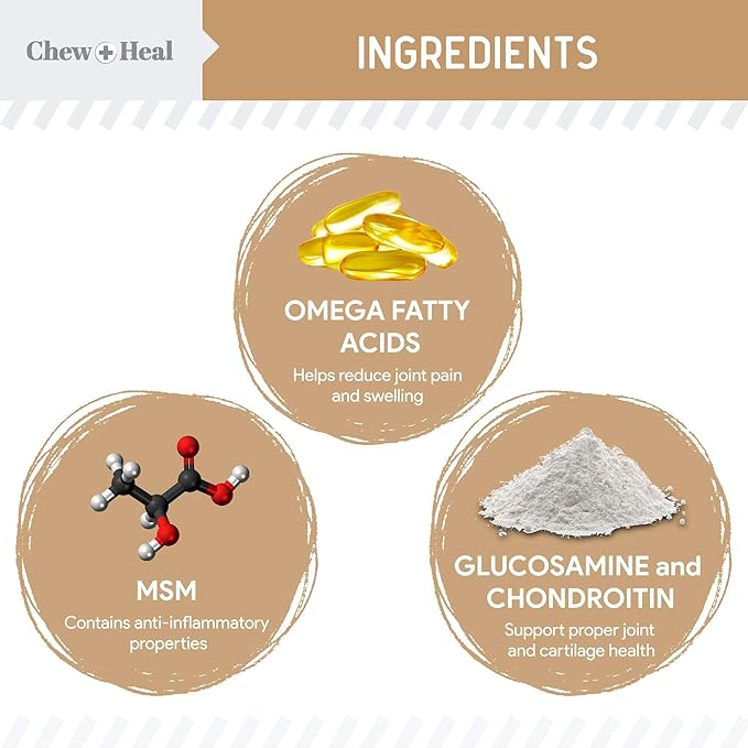 Glucosamine for Dogs Hip and Joint Supplement - 120 Soft Chews for Senior Dogs with Glucosamine, Chondroitin, MSM, and Omegas - for Mobility, Cartilage, and Joint Health - Peanut Butter Flavor