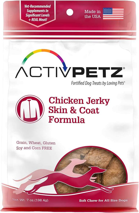 Loving Pets Activpetz Chicken Jerky Skin & Coat Formula Dog Treat, 7 Oz