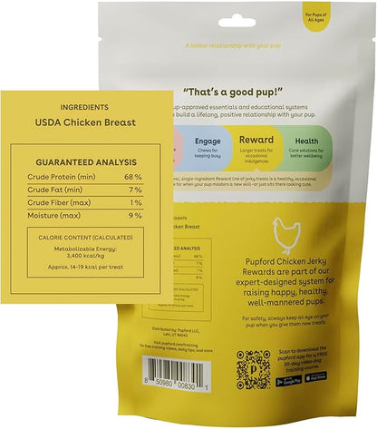 Pupford Chicken Jerky Treats for Dogs for Large & Small Dogs of All Ages | Made in USA, 100% Real Meat & No Fillers | Dogs Love These Tasty Dog Snacks (Chicken 8 oz)