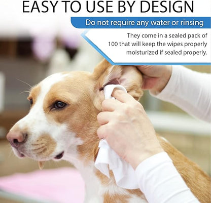 Dog Wipes for Pets Cats-100 Count All Purpose Unscented Wet Wipes for Paw Butt Cleaning,Grooming,AlcoholFree,Vitamin E,pH Balanced, 100% Natural