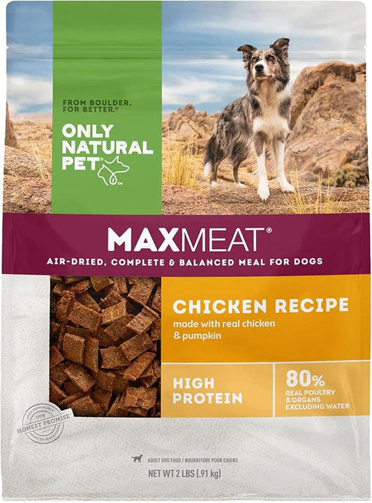Only Natural Pet MaxMeat Holistic Air Dried Dry Dog Food - All Natural, High Protein, Grain Free and Limited Ingredient - Made with Real Meat - Chicken with Pumpkin & Parsley 2 lb