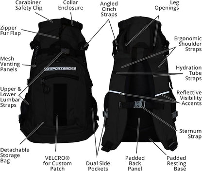 K9 Sport Sack | Dog Carrier Adjustable Backpack (Small, Plus 2 - Jet Black)
