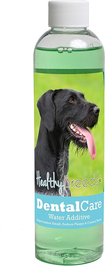 Healthy Breeds Dog Dental Care Water Additive for German Wirehaired Pointer - Helps Freshen Breath, Reduce Plaque & Control Tartar - Mint Flavor - 8 oz
