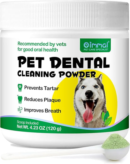 Dog Dental Powder, Dog Teeth Cleaning Powder, Dental Care for Dog Teeth Breath Freshener, Plaque & Bad Breath Off Powder Dog for Small, Medium and Large Dog, 120g