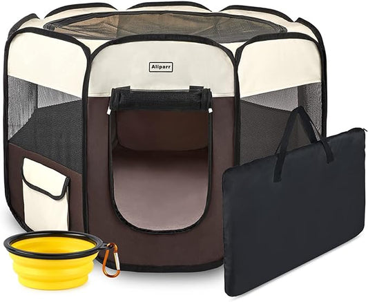 Portable Pet Playpen,Dog Playpen Foldable Pet Exercise Pen Tents for Dogs/Cats/Rabbits/Pets,Cat Playpen Indoor/Outdoor Travel Camping Use with Carry Case
