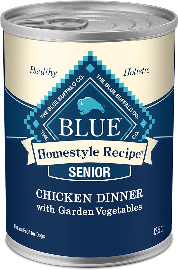 Blue Buffalo Homestyle Recipe Senior Wet Dog Food, Made with Natural Ingredients, Chicken Dinner with Garden Vegetables, 12.5-oz. Cans (12 Count)