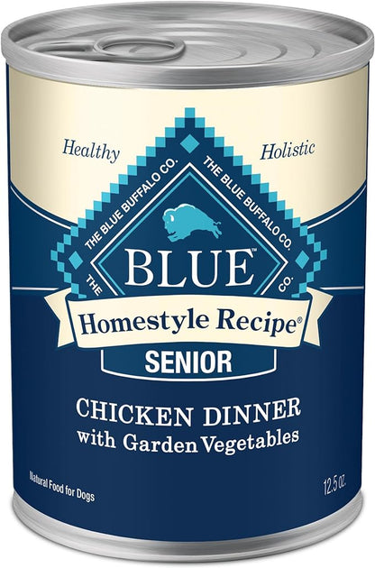 Blue Buffalo Homestyle Recipe Senior Wet Dog Food, Made with Natural Ingredients, Chicken Dinner with Garden Vegetables, 12.5-oz. Cans (12 Count)
