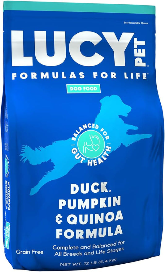Lucy Pet Products Formulas for Life Duck, Pumpkin & Quinoa Dry Dog Food, All Life Stages, Digestive Health, Sensitive Stomach and Skin, 12lb bag