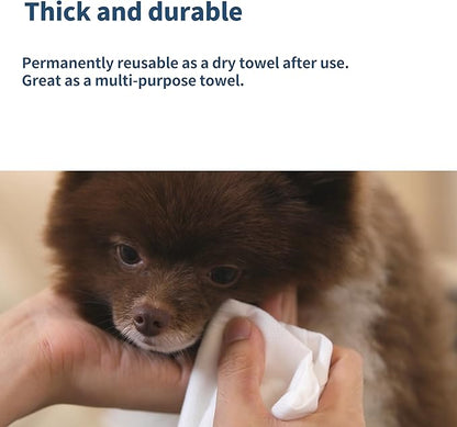 Extra Large Size - 20.5" x 12.6" Pet Wipes | Individually Packaged | Paw Wipes | Hypoallergenic | Grooming | Bathing | Green Tea Scented Deodorizing | Tear Stain | All Purpose Bath Wipes | - 5 Count
