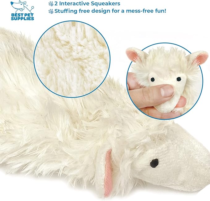 Best Pet Supplies Stuffing Free Squeaky Dog Toys for Small Dogs, Medium Dogs, and Large Dogs, Durable, Best Dog Chew Toy for Teething Puppy, Indoor Play - Sheep, Small