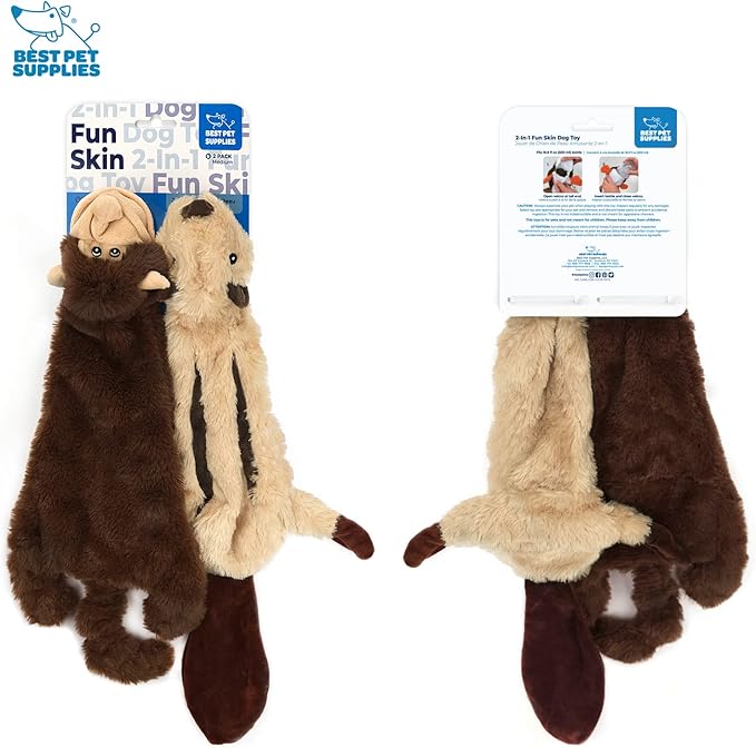 Best Pet Supplies Stuffing Free Squeaky Dog Toys for Small Dogs, Medium Dogs, and Large Dogs, Durable, Best Dog Chew Toy for Teething Puppy, Indoor Play, Holds Plastic Bottle - Monkey, Squirrel, Large