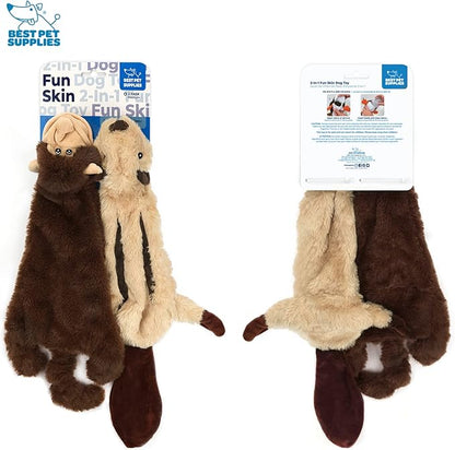 Best Pet Supplies Stuffing Free Squeaky Dog Toys for Small Dogs, Medium Dogs, and Large Dogs, Durable, Best Dog Chew Toy for Teething Puppy, Indoor Play, Holds Plastic Bottle - Monkey, Squirrel, Large