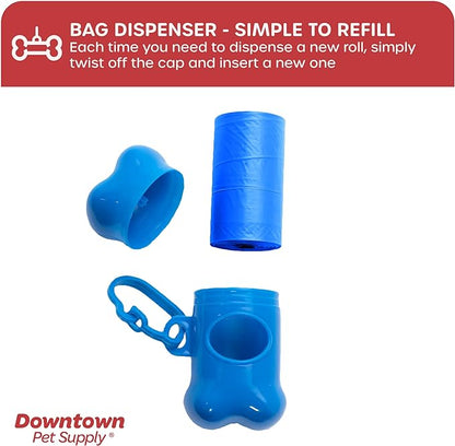 Downtown Pet Supply 960 Count Dog Poop Bags Refills with Leash Clip and Bone Bag Dispenser, Rainbow of Colors - Dog Waste Bags Unscented and Leak-Proof with Dog Poop Bag Dispenser - 12.5 x 8.5"