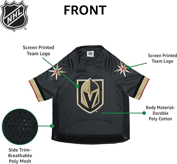 Pets First NHL Las Vegas Golden Knights Jersey for Dogs & Cats, X-Small. - Let Your Pet Be A Real NHL Fan!