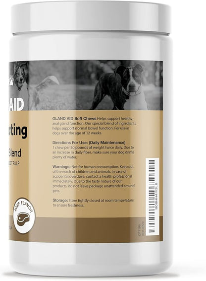 Anal Gland Support Soft Chews for Dogs - Dog Supplements with Beet Pulp, Psyllium Husk, Dandelion Root & Pumpkin - Digestive & Gut Health, Normal Bowel Function - Beef Flavor, 60 Count