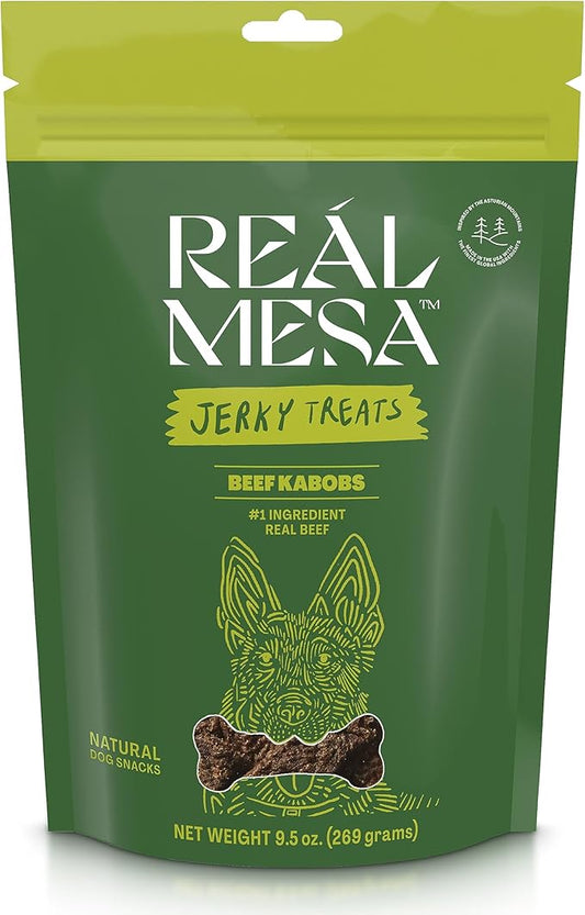 Real Mesa Beef Kabob Treats for Dogs - Dog Jerky - All-Natural, High-Protein Beef Dog Treats - Delicious & Healthy Dog Beef Jerky Snacks (9.5oz)