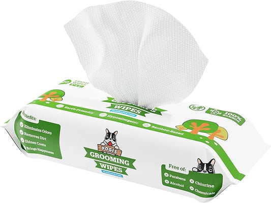 Pogi's Dog Grooming Wipes - 100 Dog Wipes for Cleaning and Deodorizing - Plant-Based, Hypoallergenic Pet Wipes for Dogs, Puppy Wipes - Quick Bath Dog Wipes for Paws, Butt, & Body - Fragrance Free