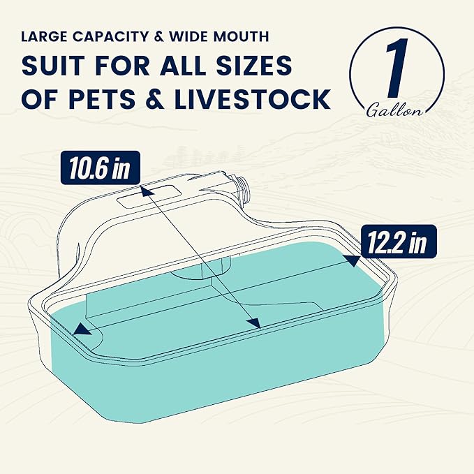 Automatic Dog Water Bowl Dispenser, 1 Gallon Dog Water Bowl for Outdoor, Big Water Feeder, Large Waterer for Pets & Livestock, Food Grade Material, Water Auto-Refill, Fit 3/4" Faucet, Blue