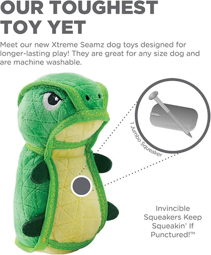 Outward Hound Xtreme Seamz Dino Squeaky Plush Dog Toy - Reinforced Dense Stuffing Plush Toy